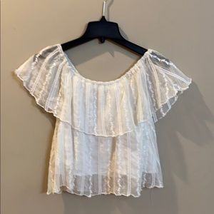 L.A. Hearts small white lacy top. 18 inches long {161}